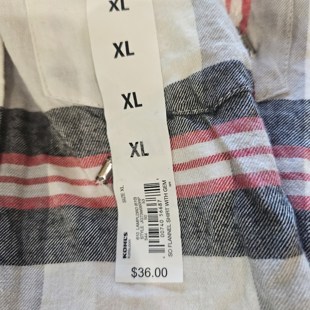 SO Plaid Button-Down Shirt in Red, Black, and White - Picture 10 of 12